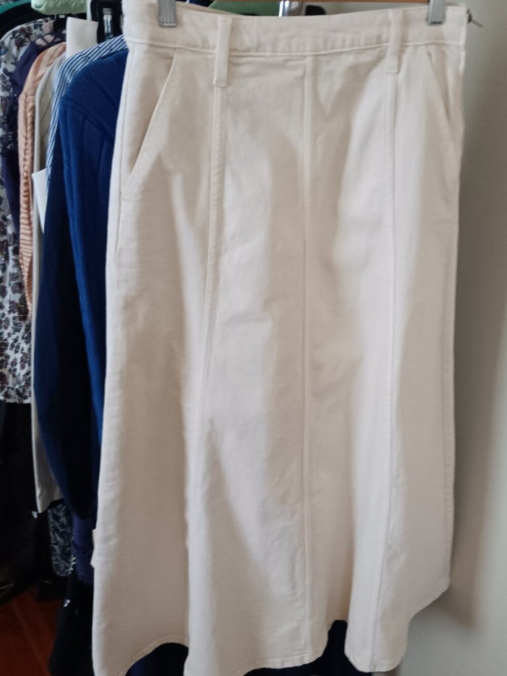 NWT Cream Neutral Denim Maxi Skirt Size 2 (28-inch Waist)
